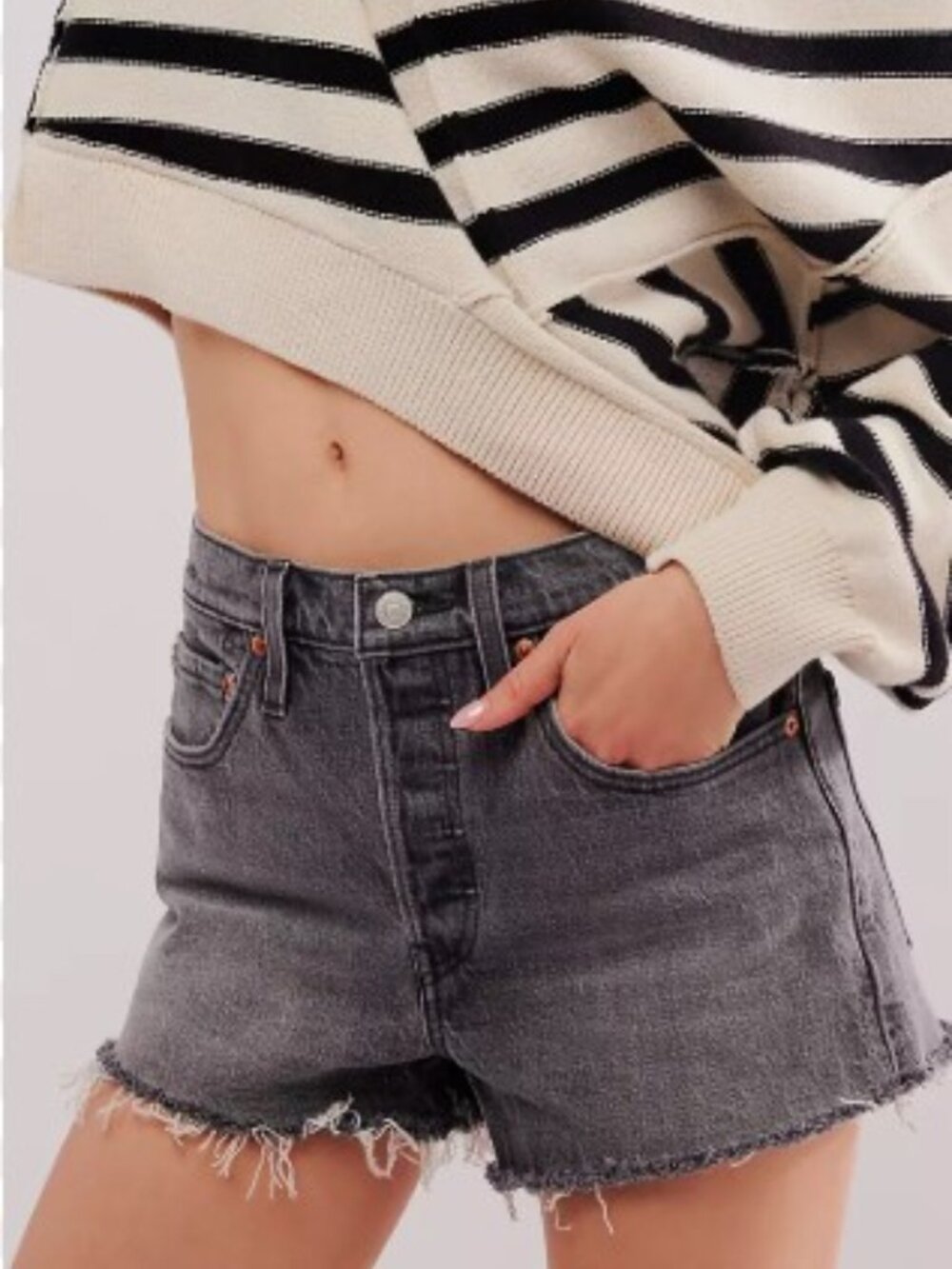 Levi’s 501 High Rise Cutoff Shorts Black Denim Size W28